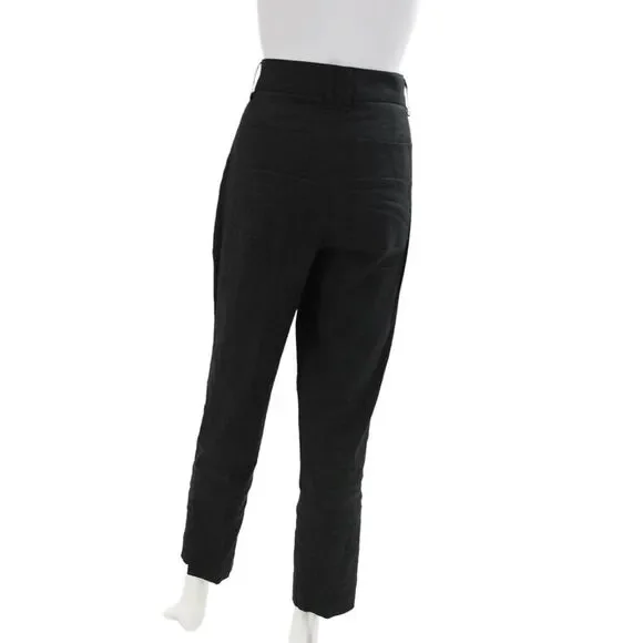 Vince Womens Linen Blend High Waisted Buttoned Tapered Dress Pants Black Size 6 - Picture 3 of 6